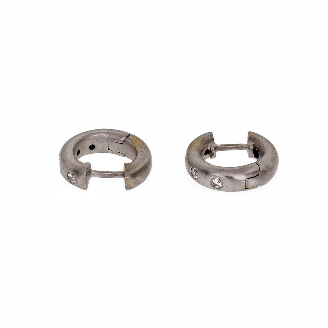 Diamond Huggie Earrings .24cts 18k White Gold – image 2