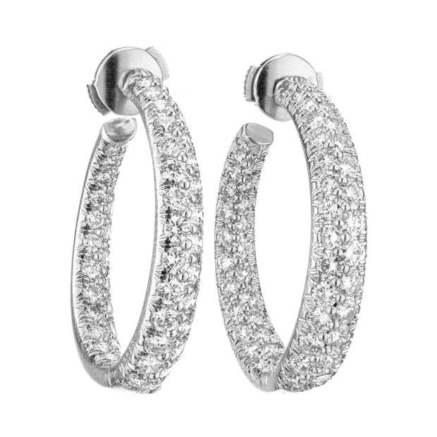 Kurt Wayne 3.50 Carat Diamond Platinum Swirl Hoop Earrings