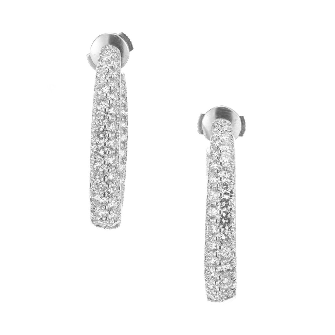 Kurt Wayne 3.50 Carat Diamond Platinum Swirl Hoop Earrings – image 2