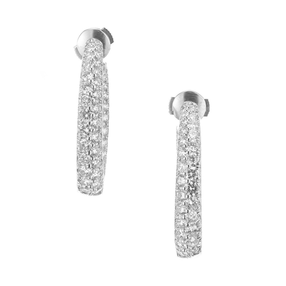 Kurt Wayne 3.50 Carat Diamond Platinum Swirl Hoop Earrings – image 2