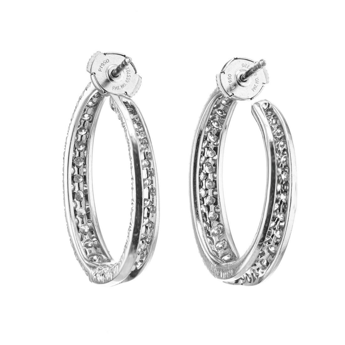 Kurt Wayne 3.50 Carat Diamond Platinum Swirl Hoop Earrings – image 5