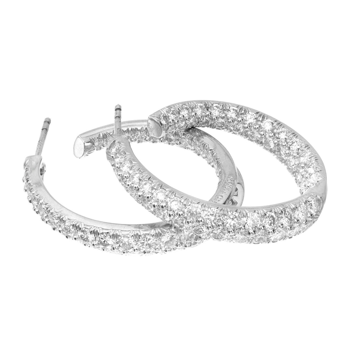 Kurt Wayne 3.50 Carat Diamond Platinum Swirl Hoop Earrings – image 3