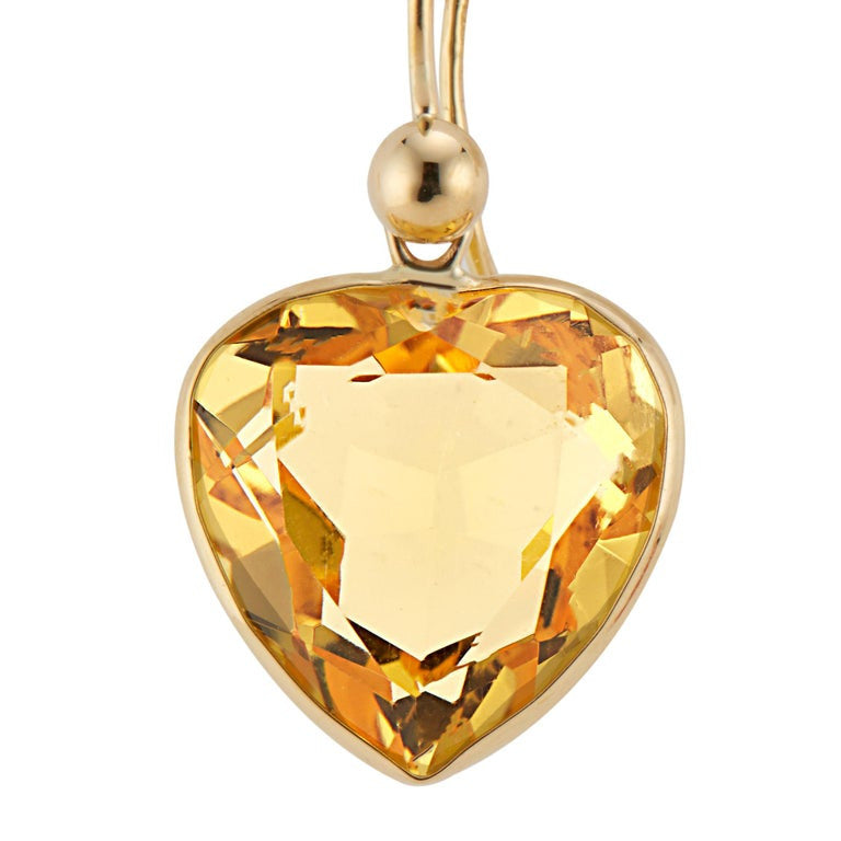 20.00 Carat Heart Shaped Citrine Yellow Gold Dangle Earrings – image 5