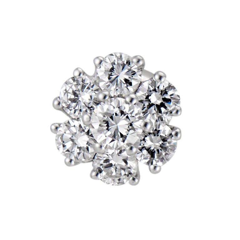 1.25 Carat Diamond White Gold Flower Stud Earrings – image 2