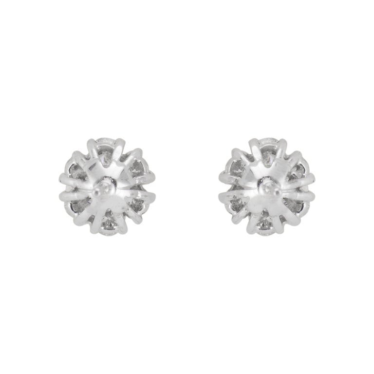1.25 Carat Diamond White Gold Flower Stud Earrings – image 5