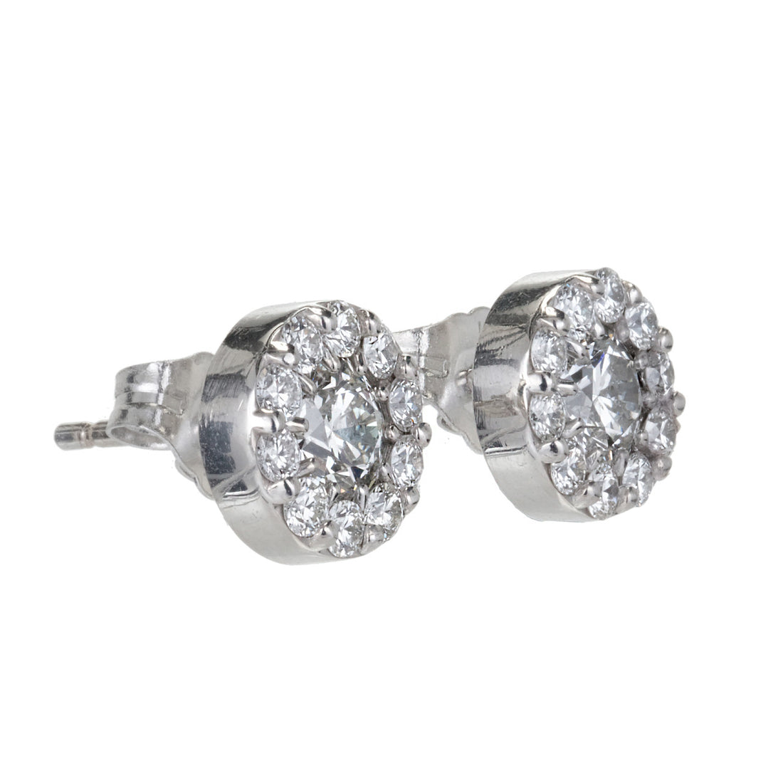 Hearts On Fine Dream Fulfillment 1.00ct 18k White Gold Diamond Halo Earrings – image 2