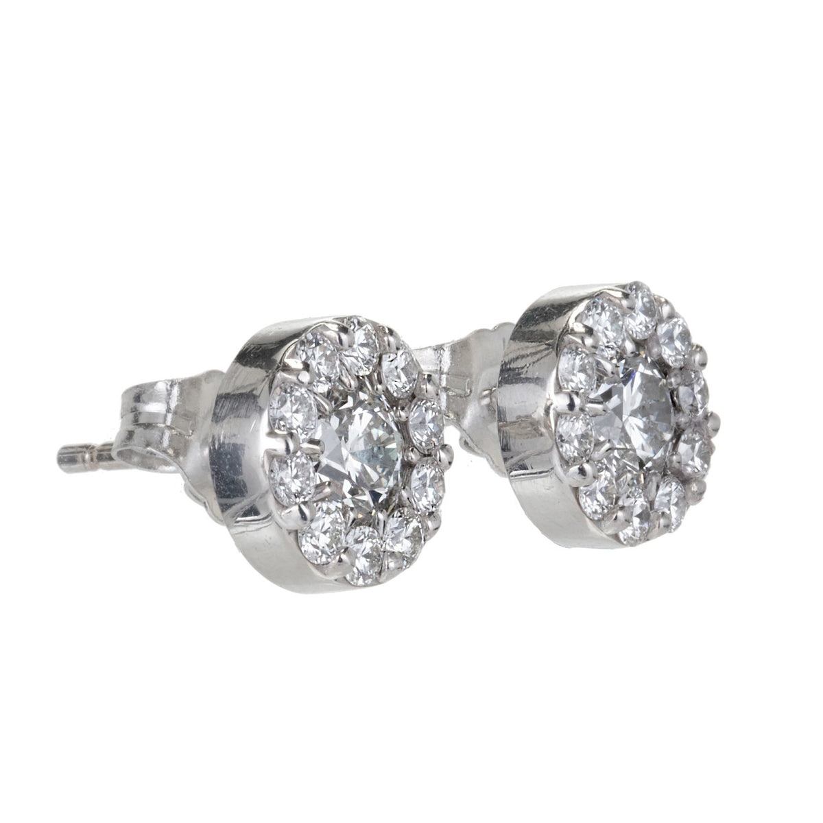 Hearts On Fine Dream Fulfillment 1.00ct 18k White Gold Diamond Halo Earrings – image 2