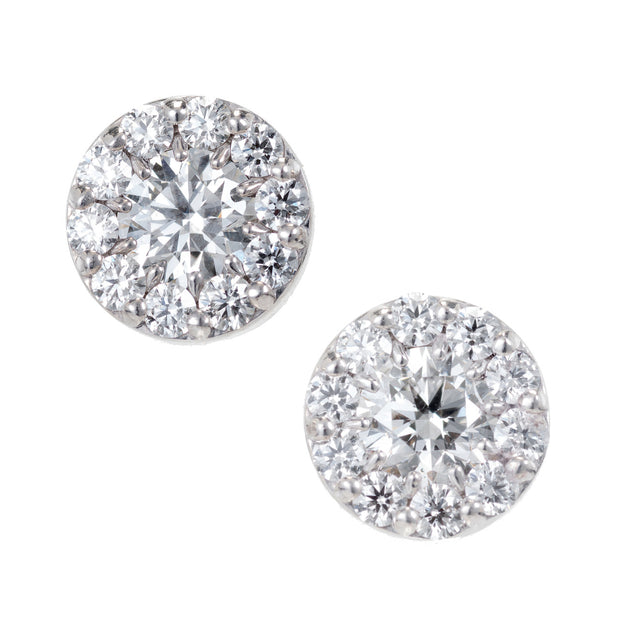 Hearts On Fine Dream Fulfillment 1.00ct 18k White Gold Diamond Halo Earrings