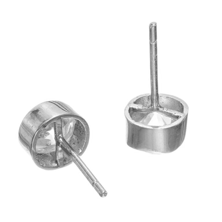 GIA 1.99 Carat Old Mine Brilliant Cut Diamond Bezel Stud Platinum Earrings – image 7
