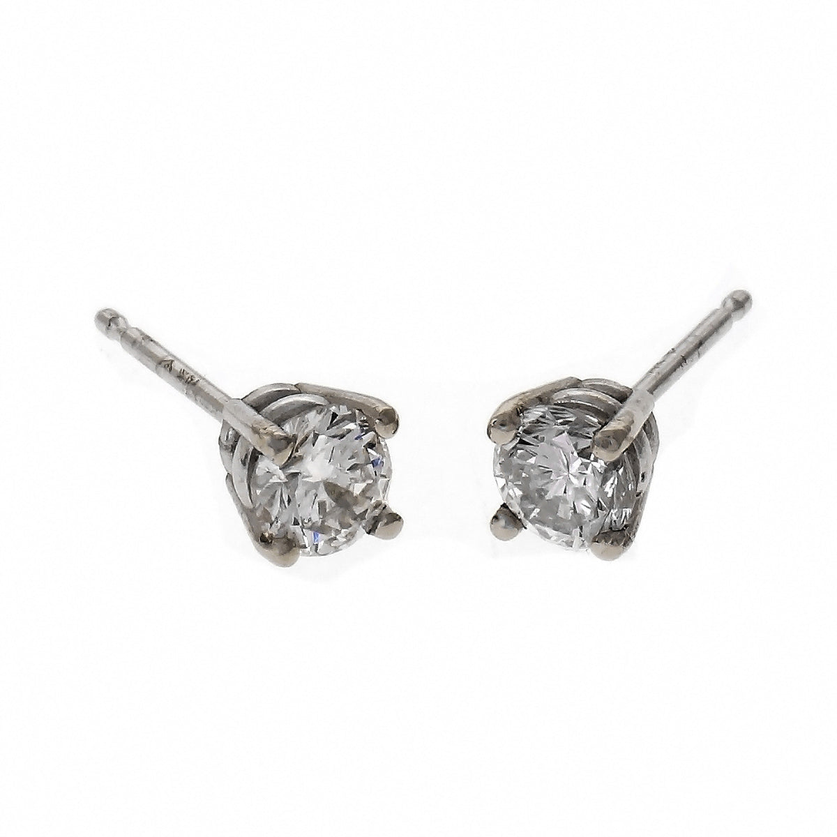 Diamond Stud Earrings .55ct 14k White Gold – image 2