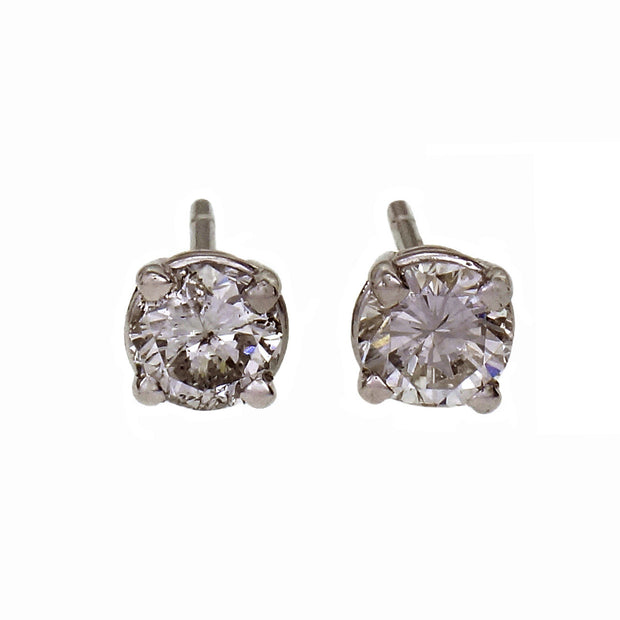 Round Brilliant Cut Diamond Stud Earrings 14k White Gold