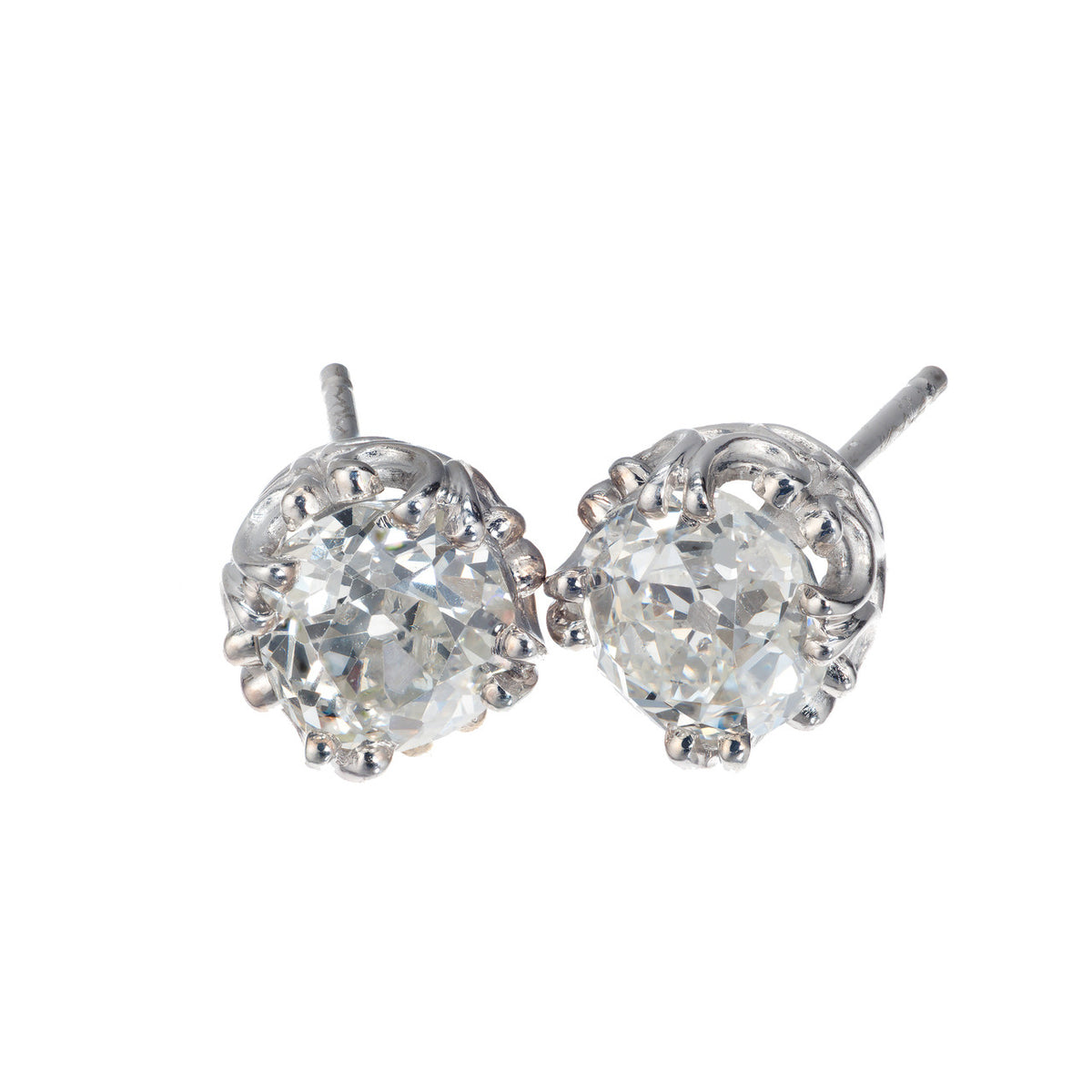 Peter Suchy GIA Certified 1.80 Carat Platinum Stud Earrings