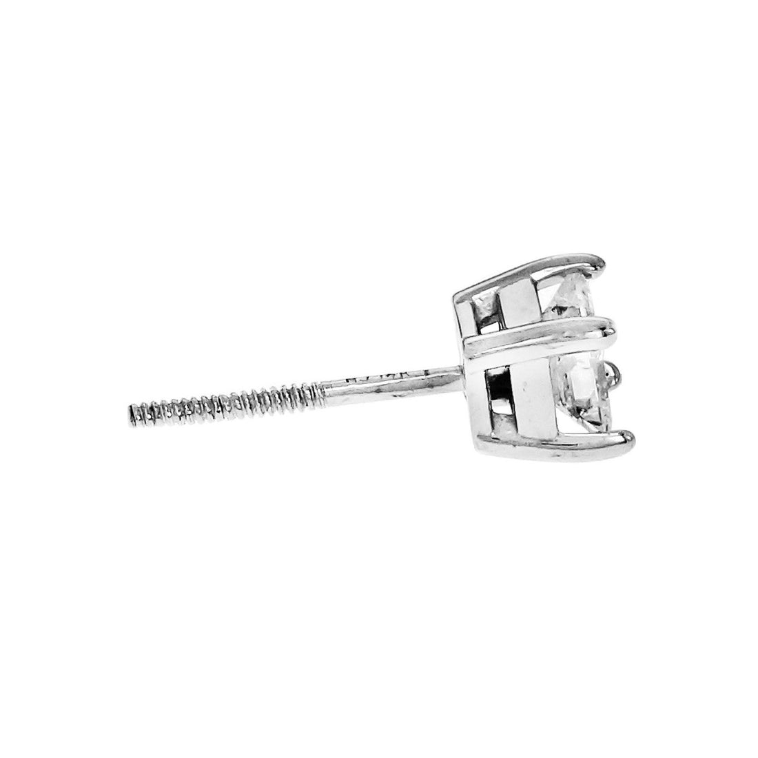 Princess Cut Diamond Stud Earrings 14k White Gold Screw Back .50ct – image 3