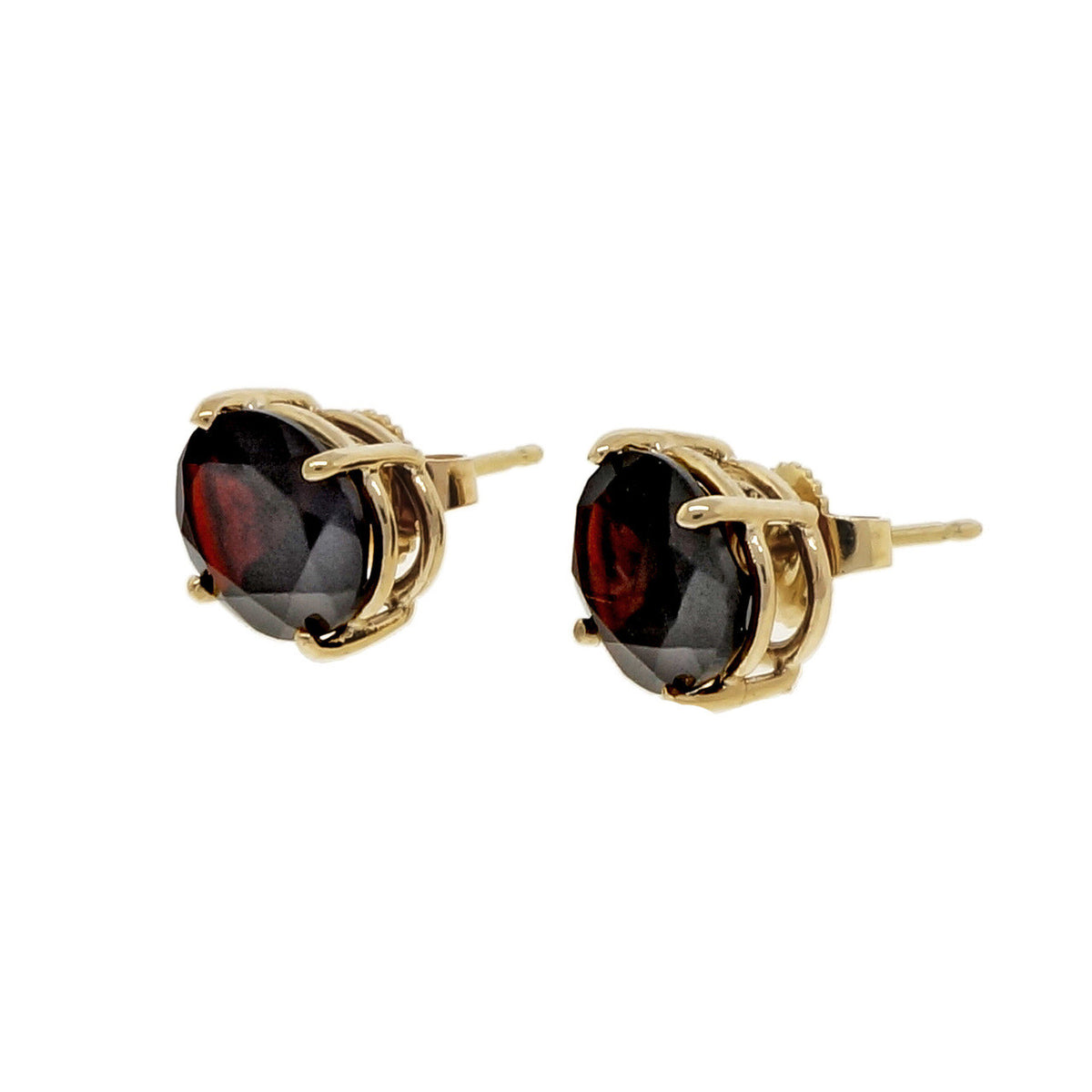 Estate 5.50ct Oval 14k Yellow Gold 10 x 8mm Reddish Brown Garnet Earrings