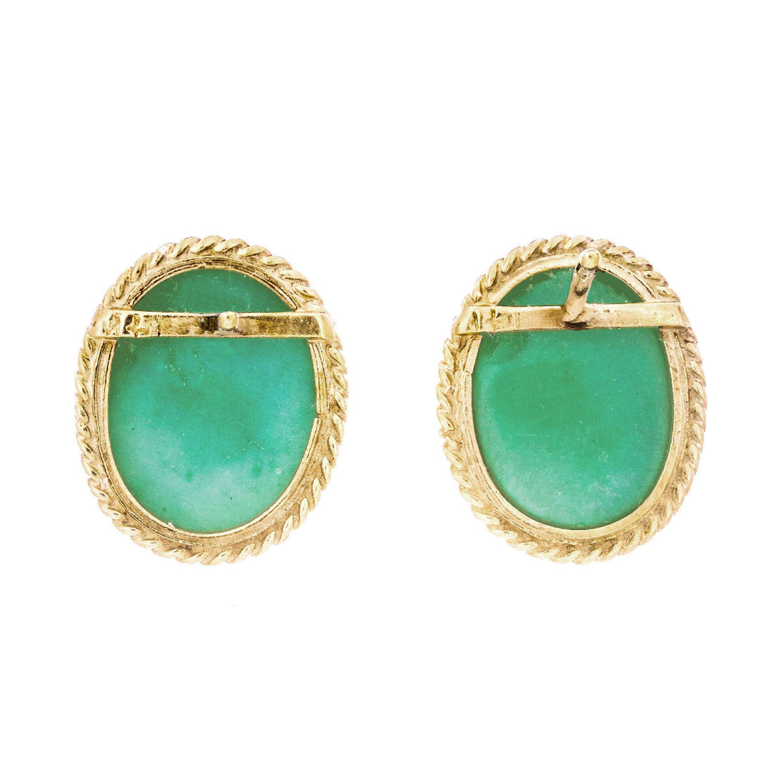 2.50 Carat Oval Turquoise 14k Yellow Gold Earrings – image 5