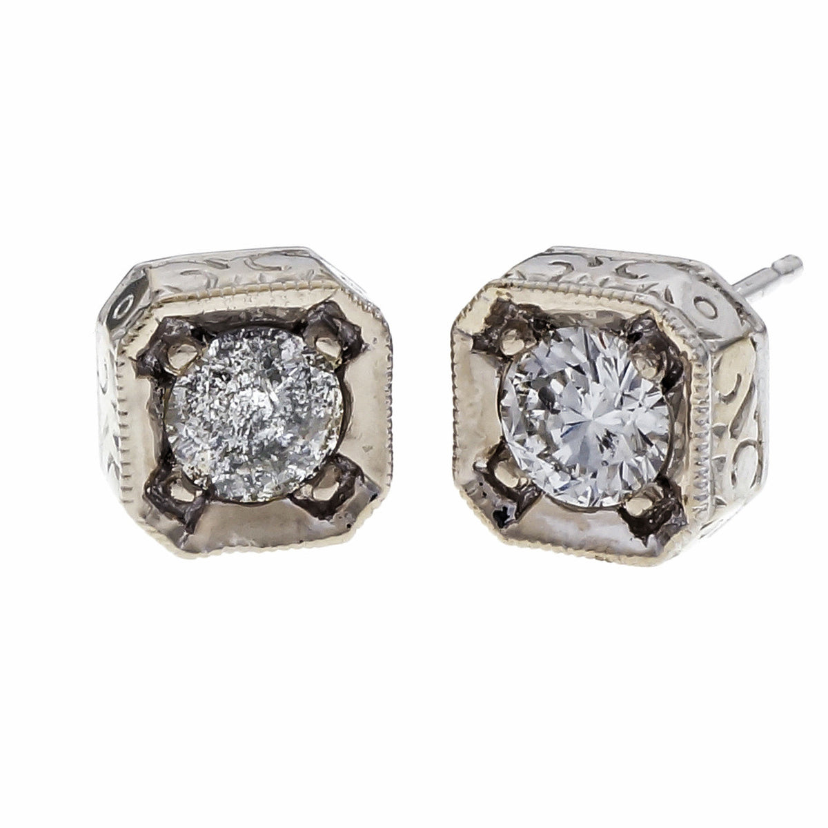 Peter Suchy .80 Carat Diamond White Gold Stud Earrings