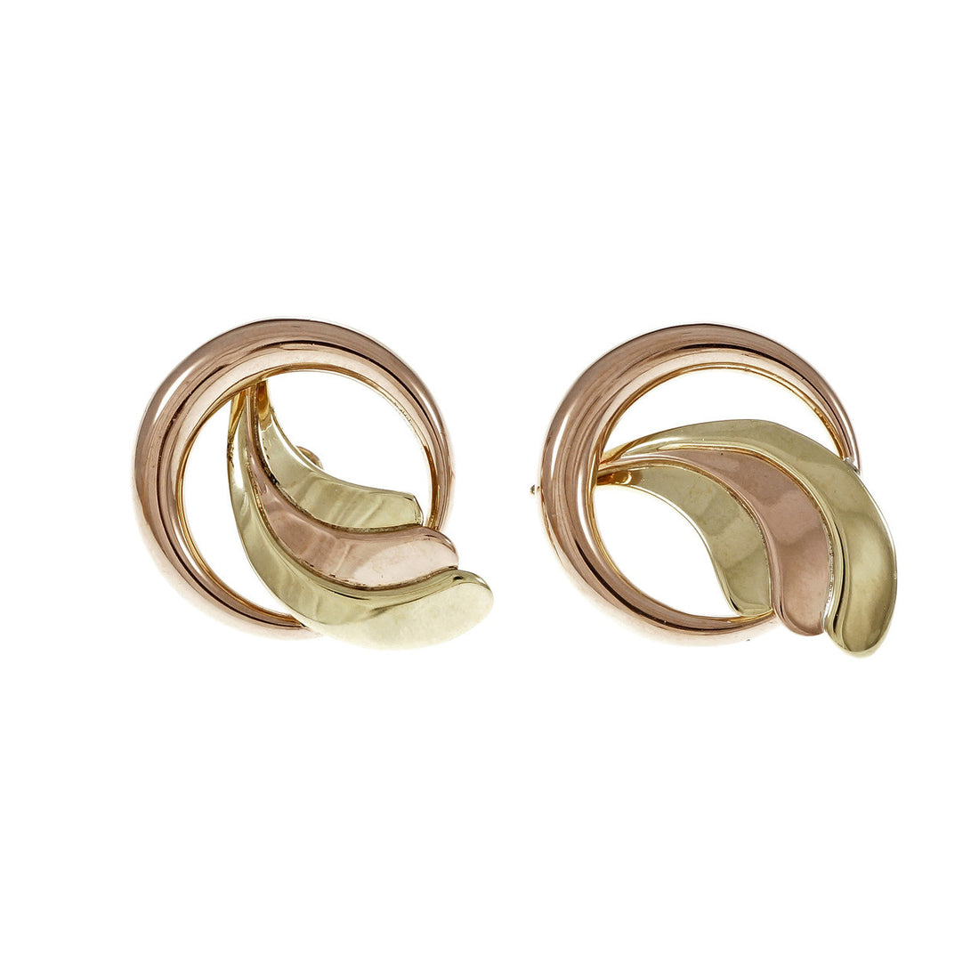 Vintage 1935 Retro Pink & Green Gold Earrings – image 2
