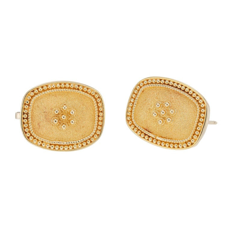 Yellow Gold Textured Clip Post Earrings – image 2