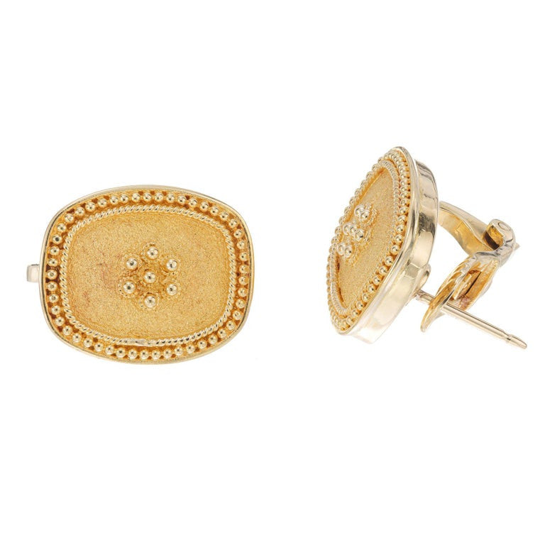 Yellow Gold Textured Clip Post Earrings – image 3