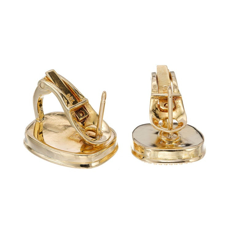 Yellow Gold Textured Clip Post Earrings – image 5