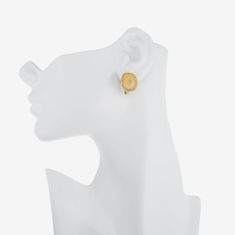 Yellow Gold Textured Clip Post Earrings – image 6