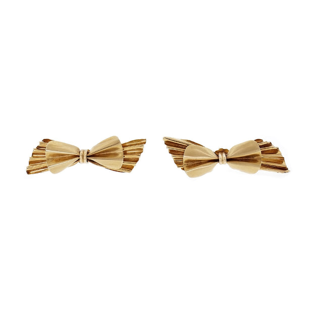 Vintage 14k Yellow Gold Bow Earrings