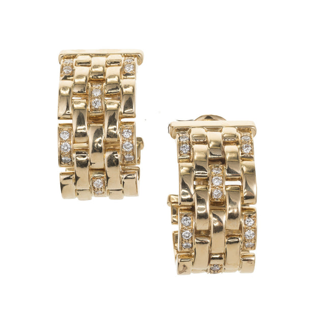Cartier Maillon Panthere .50 Carat Diamond Yellow Gold Hoop Earrings