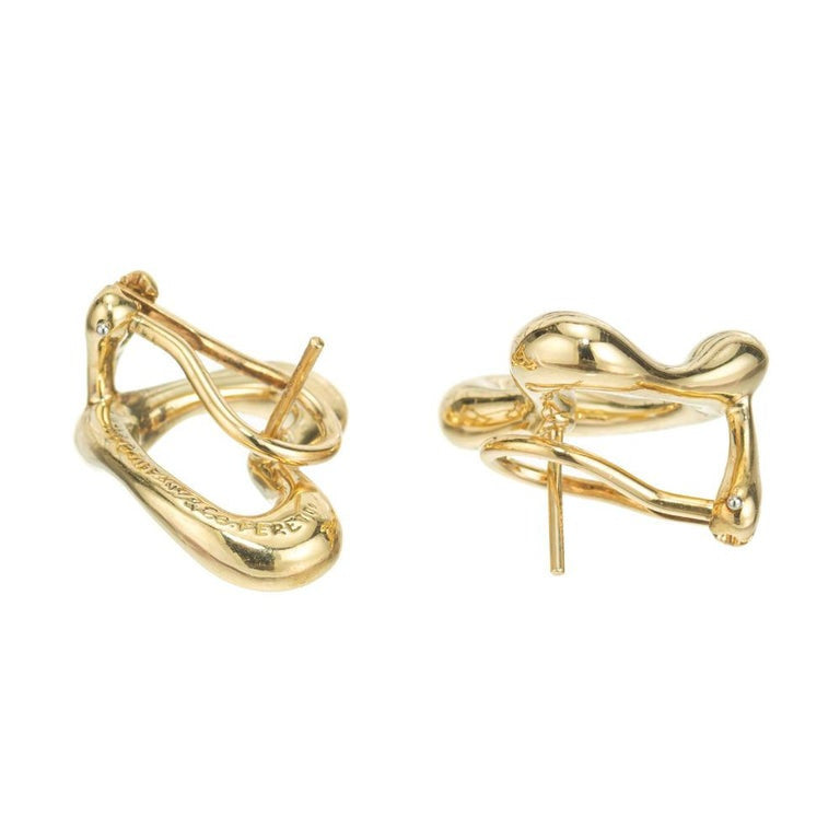 Tiffany Elsa Peretti Yellow Gold Open Heart Clip Post Earrings – image 6