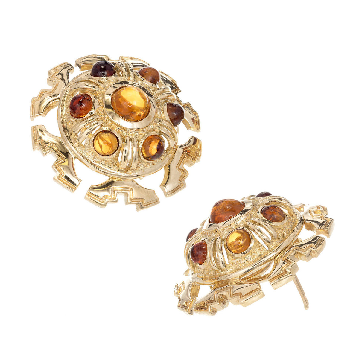 Tiffany & Co. Citrine Cabochon Gold Clip Post Dome Earrings – image 2
