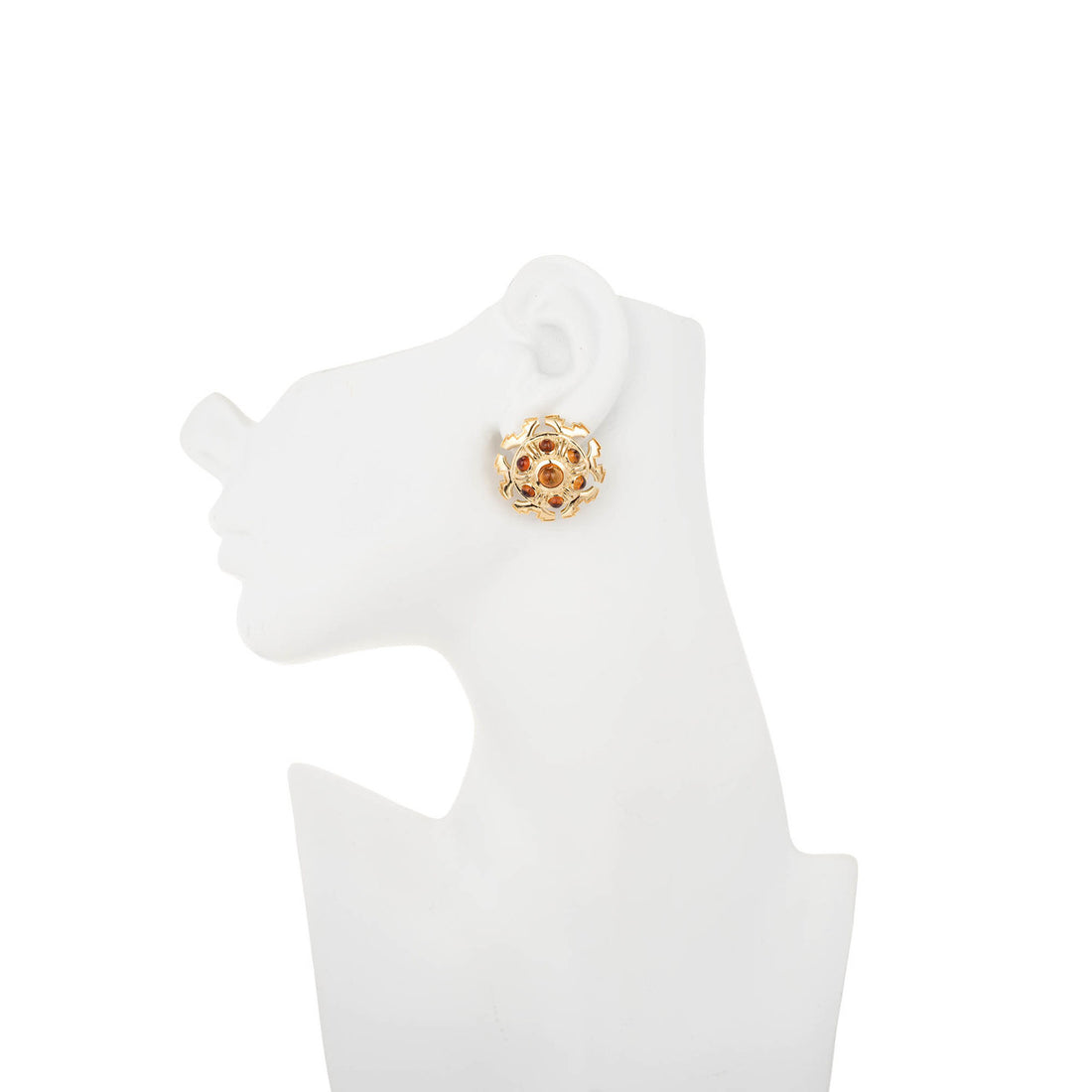 Tiffany & Co. Citrine Cabochon Gold Clip Post Dome Earrings – image 3