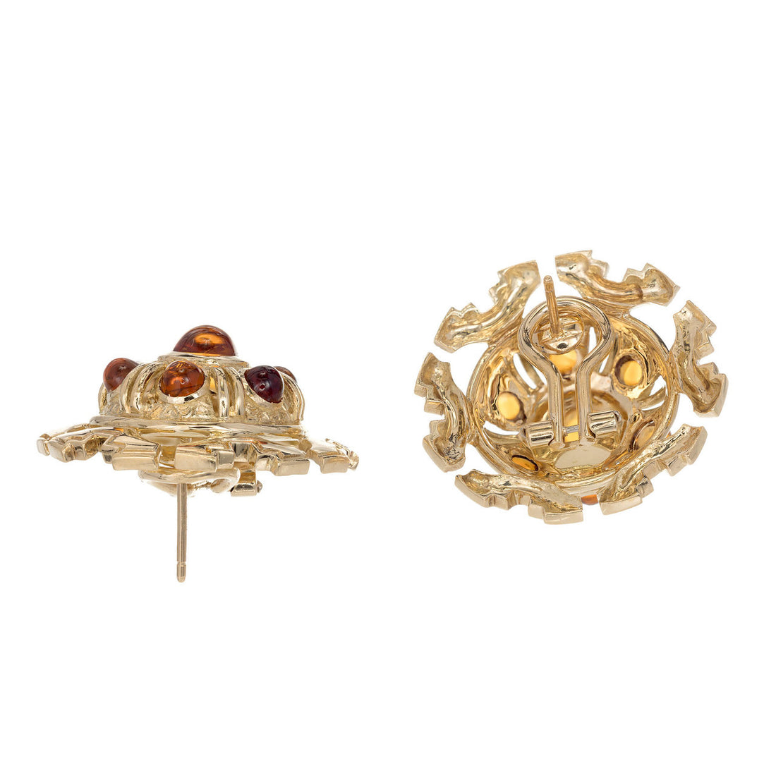 Tiffany & Co. Citrine Cabochon Gold Clip Post Dome Earrings – image 4