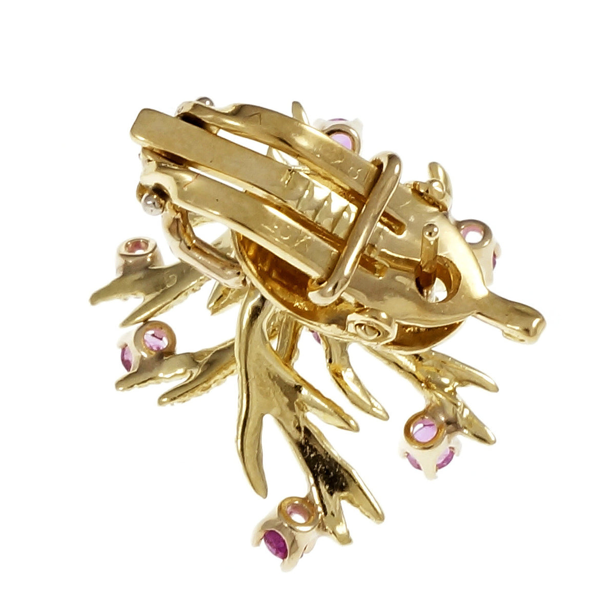 McTeigue Natural GIA Ruby Textured Earrings 18k Yellow Gold Clip Post – image 2