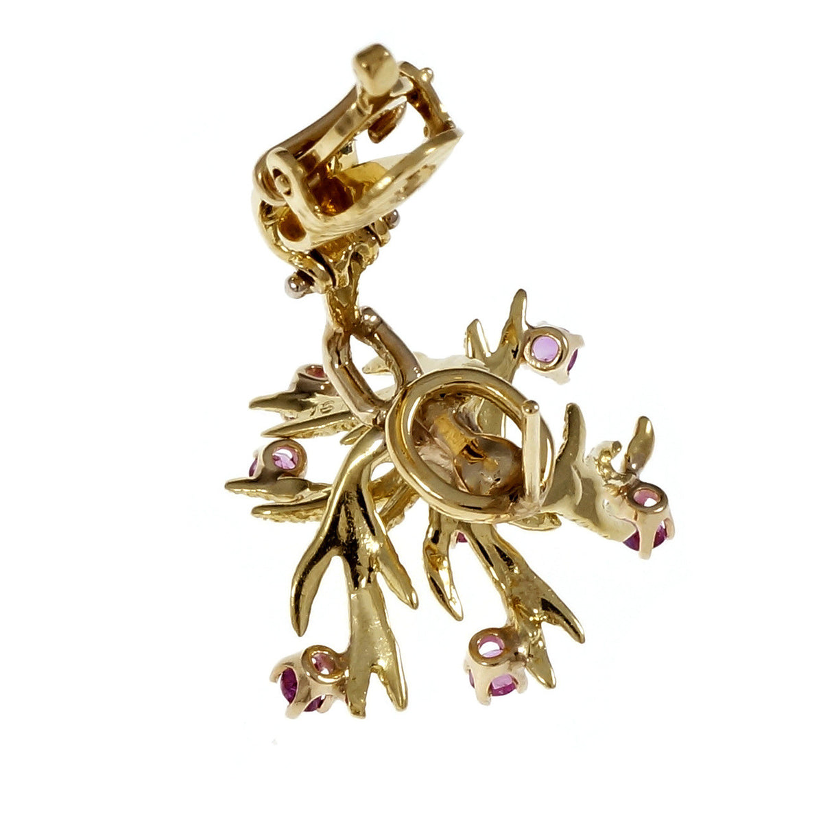 McTeigue Natural GIA Ruby Textured Earrings 18k Yellow Gold Clip Post – image 3