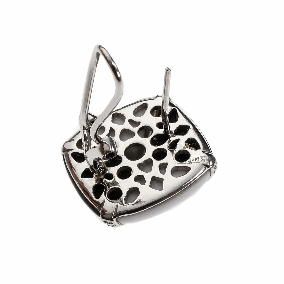 “X” Design SB Onyx Agate Earrings 14k White Gold Diamond – image 3
