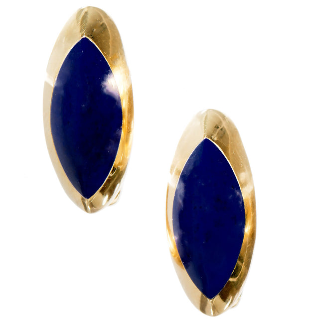 Bergio Natural Bright Blue Lapis 18k Earrings