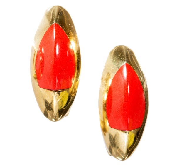 Bergio Natural Untreated Coral 18k Earrings