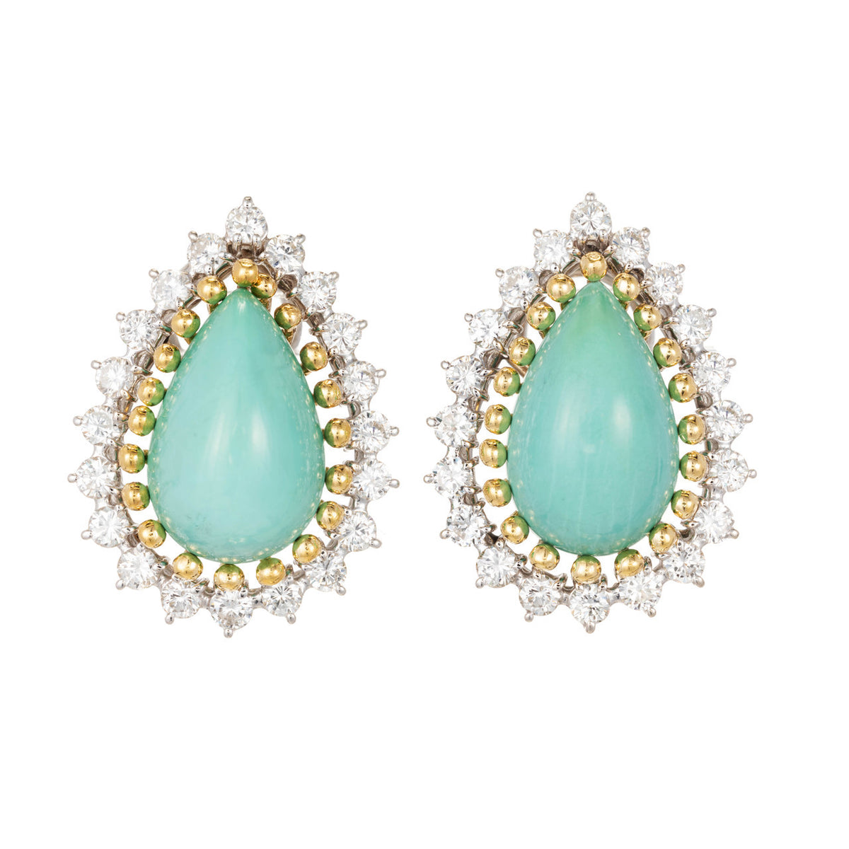 Natural GIA Turquoise Diamond Gold Earrings