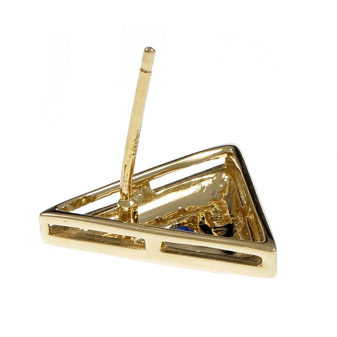 Estate Triangular Earrings Sapphire Diamond 14k Yellow Gold – image 4