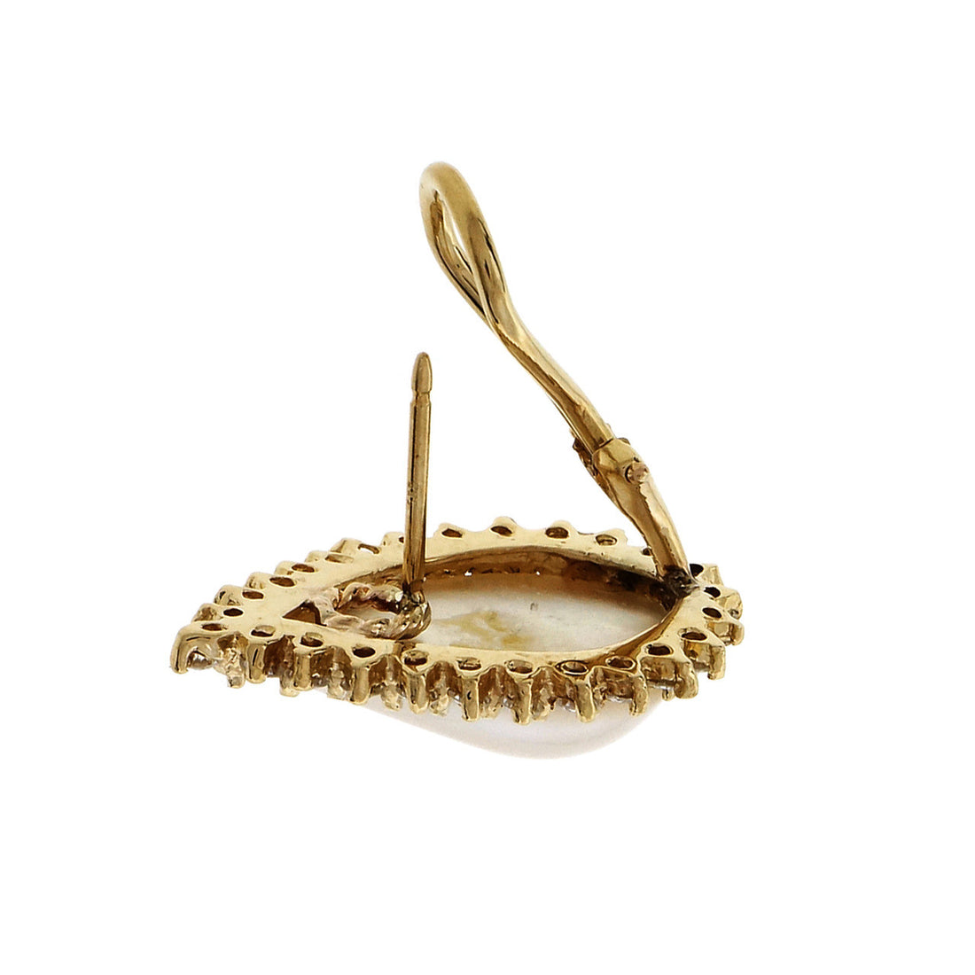 1.04 Carat Diamond Mobe Pearl Yellow Gold Earrings – image 5