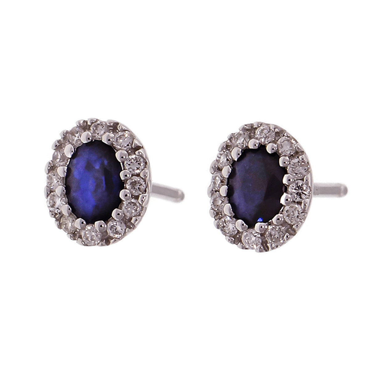 Sapphire Diamond Halo Small Stud Earrings