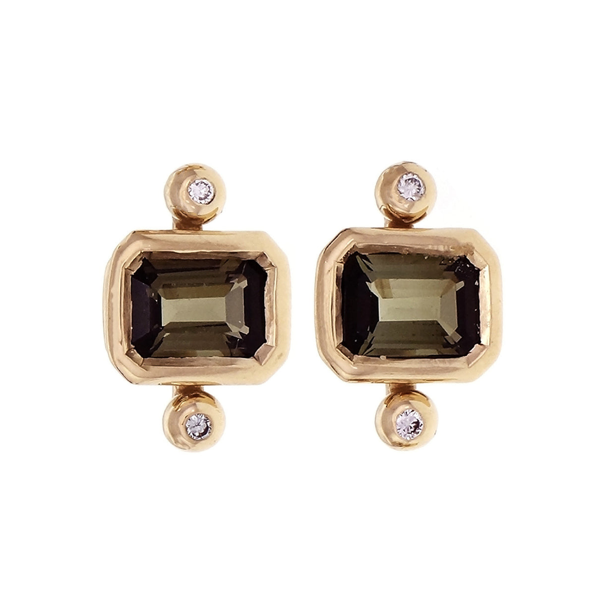 Peter Suchy 2.00ct Tourmaline Diamond Earrings 14k Gold Polished