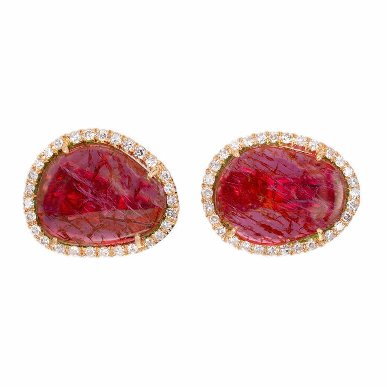 GIA Certified 9.00 Carat Purple Pink Sapphire Diamond Yellow Gold Earrings – image 2