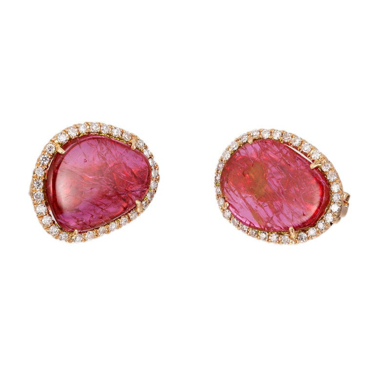 GIA Certified 9.00 Carat Purple Pink Sapphire Diamond Yellow Gold Earrings – image 3