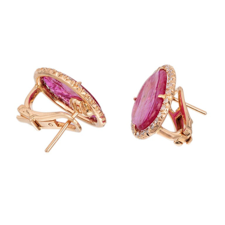 GIA Certified 9.00 Carat Purple Pink Sapphire Diamond Yellow Gold Earrings – image 4