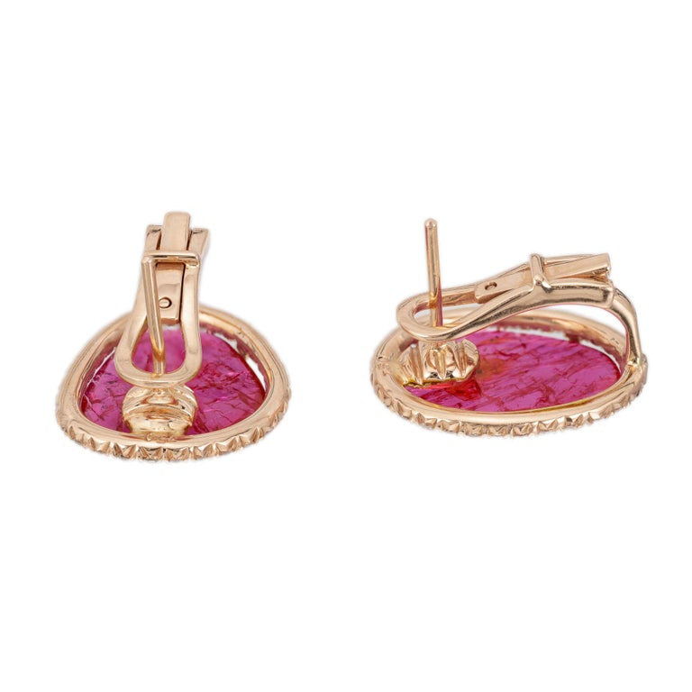 GIA Certified 9.00 Carat Purple Pink Sapphire Diamond Yellow Gold Earrings – image 5