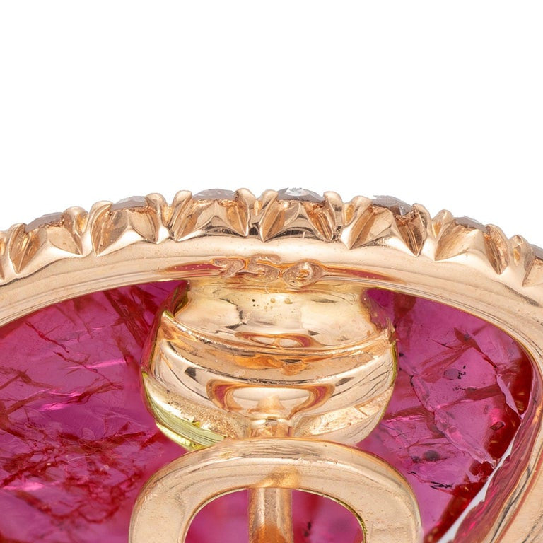 GIA Certified 9.00 Carat Purple Pink Sapphire Diamond Yellow Gold Earrings – image 6