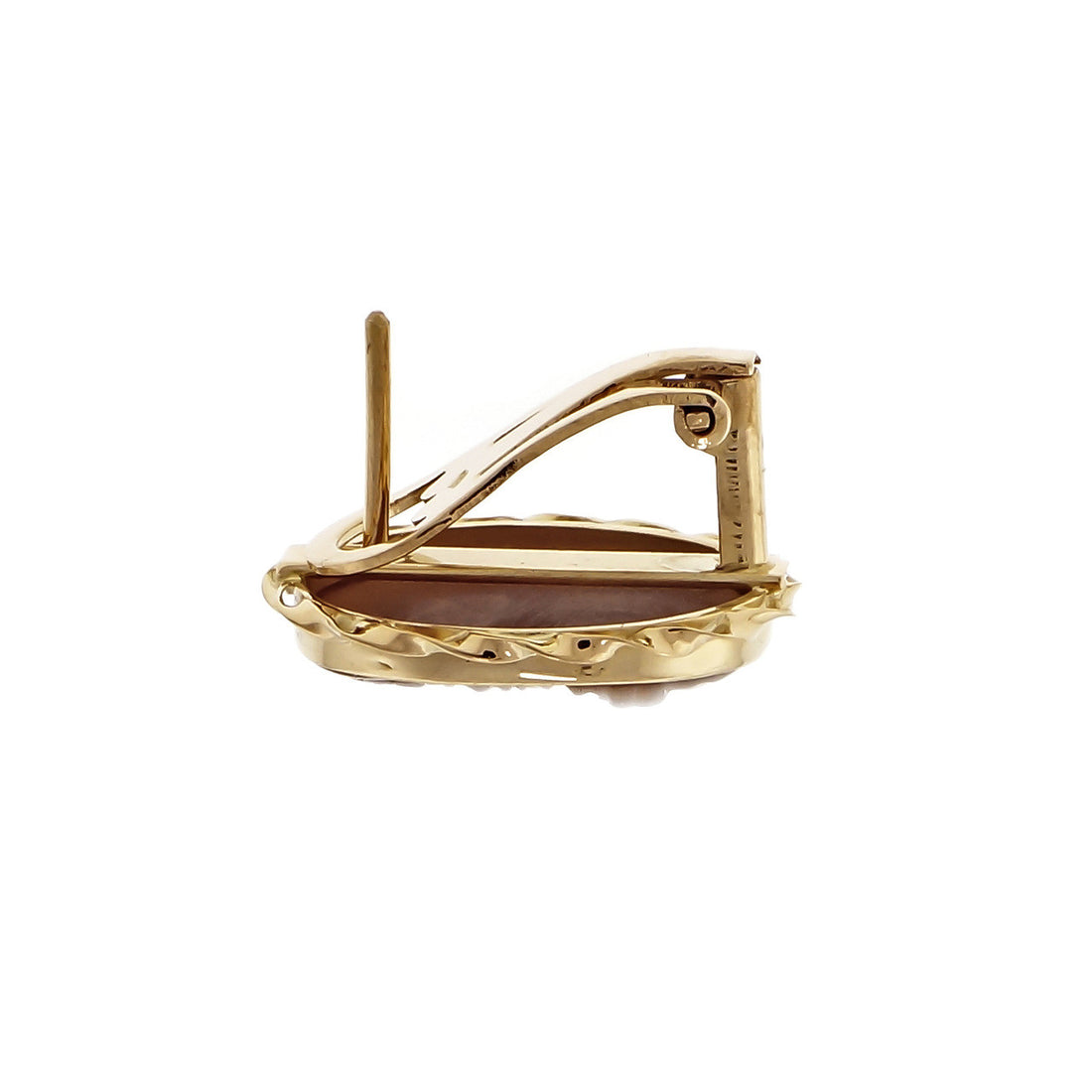 18k Yellow Gold Cameo Clip Post Earrings – image 3