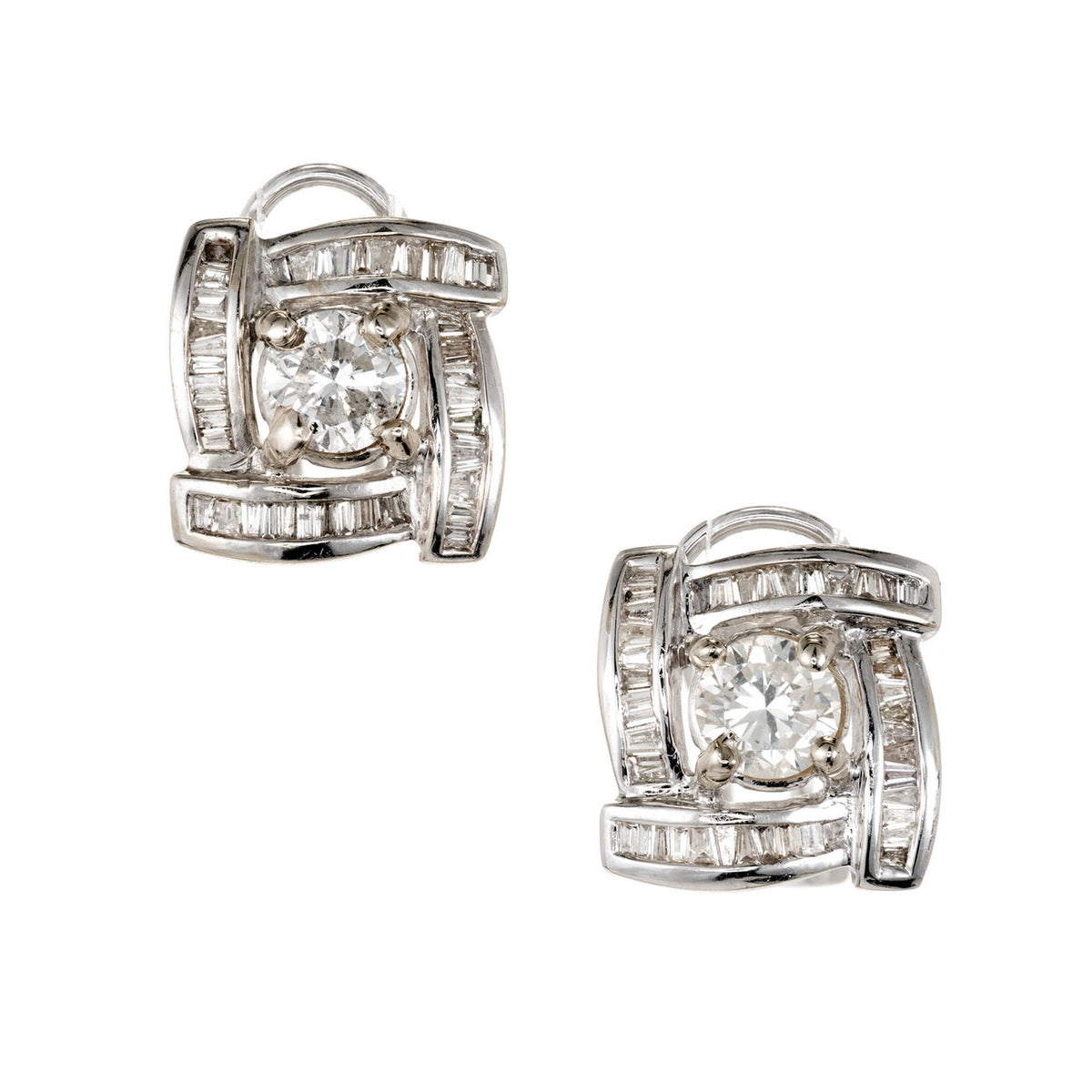 1.20 Cart Diamond White Gold Halo Earrings