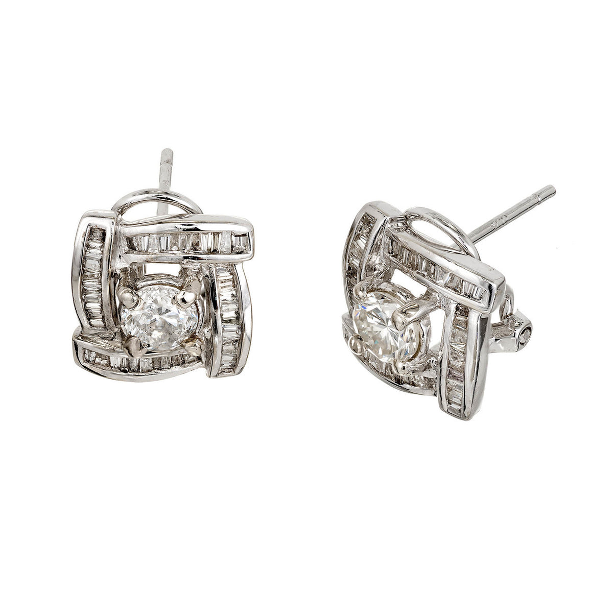 1.20 Cart Diamond White Gold Halo Earrings – image 3