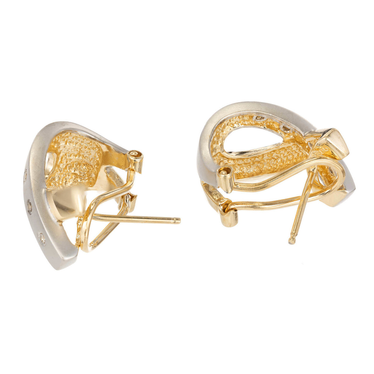 Diamond “X” Design Two-Tone Earrings – image 3